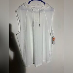 White Sleeveless Hoodie Tee